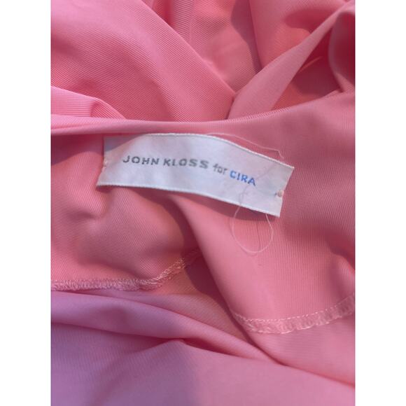 Vintage 70s John Kloss Cira Pink Babydoll Cowl Slip Dress Coquette Romantic - Picture 11 of 15